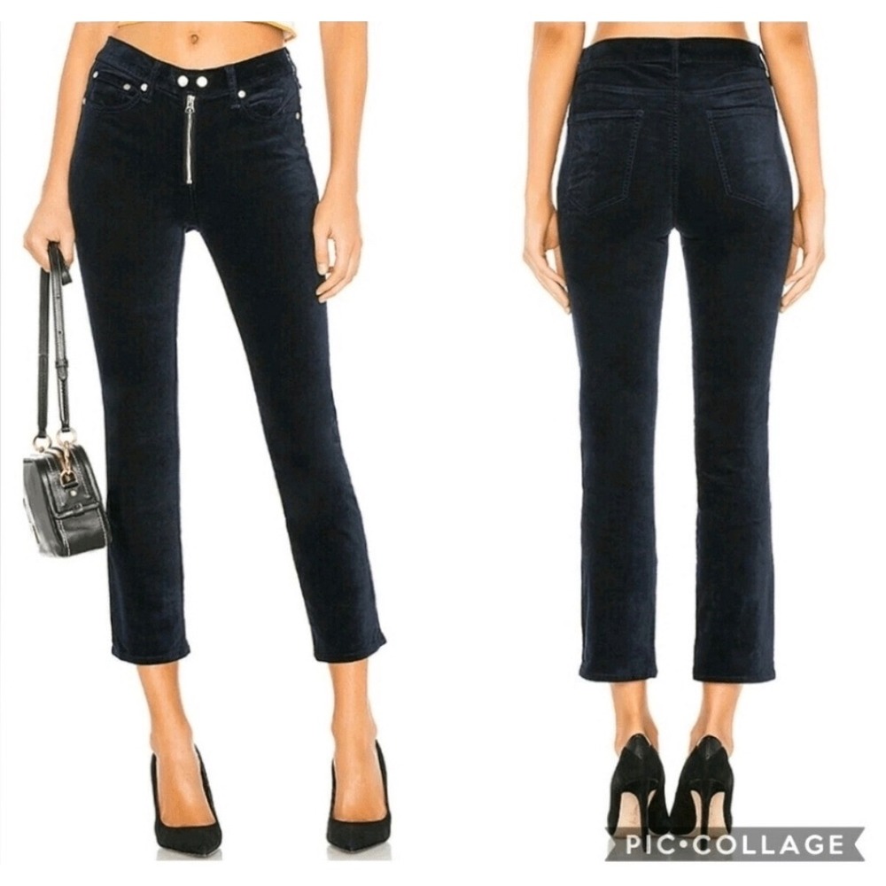 rag & bone Dojo Velvet Pants Navy Size 25 Cropped Straight Leg